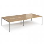 Adapt sliding top double back to back desks 3200mm x 1600mm - silver frame, oak top STE3216-S-O