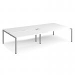 Adapt sliding top double back to back desks 3200mm x 1600mm - silver frame, white top STE3216-S-WH
