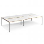 Adapt sliding top double back to back desks 3200mm x 1600mm - silver frame, white top with oak edging STE3216-S-WO