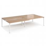 Adapt sliding top double back to back desks 3200mm x 1600mm - white frame, beech top STE3216-WH-B