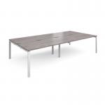 Adapt sliding top double back to back desks 3200mm x 1600mm - white frame, grey oak top STE3216-WH-GO