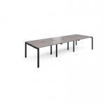 Adapt sliding top triple back to back desks 3600mm x 1200mm - black frame, grey oak top STE3612-K-GO