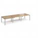 Adapt sliding top triple back to back desks 3600mm x 1200mm - silver frame, oak top STE3612-S-O