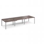 Adapt sliding top triple back to back desks 3600mm x 1200mm - silver frame, walnut top STE3612-S-W