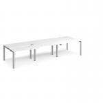 Adapt sliding top triple back to back desks 3600mm x 1200mm - silver frame, white top STE3612-S-WH