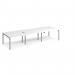 Adapt sliding top triple back to back desks 3600mm x 1200mm - silver frame, white top STE3612-S-WH