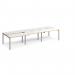 Adapt sliding top triple back to back desks 3600mm x 1200mm - silver frame, white top with oak edging STE3612-S-WO