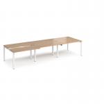 Adapt sliding top triple back to back desks 3600mm x 1200mm - white frame, beech top STE3612-WH-B