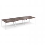 Adapt sliding top triple back to back desks 3600mm x 1200mm - white frame, walnut top STE3612-WH-W