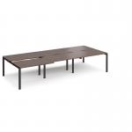 Adapt sliding top triple back to back desks 3600mm x 1600mm - black frame, walnut top STE3616-K-W