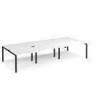 Adapt sliding top triple back to back desks 3600mm x 1600mm - black frame, white top STE3616-K-WH