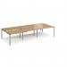 Adapt sliding top triple back to back desks 3600mm x 1600mm - silver frame, oak top STE3616-S-O