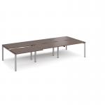 Adapt sliding top triple back to back desks 3600mm x 1600mm - silver frame, walnut top STE3616-S-W