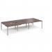 Adapt sliding top triple back to back desks 3600mm x 1600mm - silver frame, walnut top STE3616-S-W