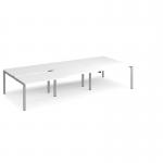 Adapt sliding top triple back to back desks 3600mm x 1600mm - silver frame, white top STE3616-S-WH