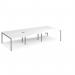 Adapt sliding top triple back to back desks 3600mm x 1600mm - silver frame, white top STE3616-S-WH