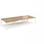 Adapt sliding top triple back to back desks 3600mm x 1600mm - white frame, oak top STE3616-WH-O