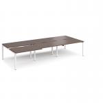 Adapt sliding top triple back to back desks 3600mm x 1600mm - white frame, walnut top STE3616-WH-W