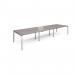 Adapt sliding top triple back to back desks 4200mm x 1200mm - silver frame, grey oak top STE4212-S-GO