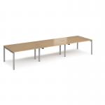 Adapt sliding top triple back to back desks 4200mm x 1200mm - silver frame, oak top STE4212-S-O