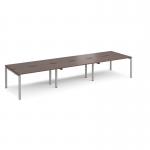 Adapt sliding top triple back to back desks 4200mm x 1200mm - silver frame, walnut top STE4212-S-W