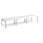 Adapt sliding top triple back to back desks 4200mm x 1200mm - silver frame, white top STE4212-S-WH