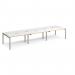 Adapt sliding top triple back to back desks 4200mm x 1200mm - silver frame, white top with oak edging STE4212-S-WO