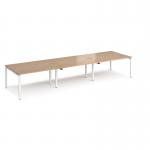 Adapt sliding top triple back to back desks 4200mm x 1200mm - white frame, beech top STE4212-WH-B