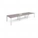 Adapt sliding top triple back to back desks 4200mm x 1200mm - white frame, grey oak top STE4212-WH-GO