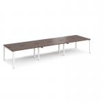 Adapt sliding top triple back to back desks 4200mm x 1200mm - white frame, walnut top STE4212-WH-W