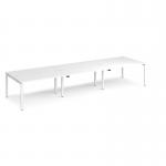 Adapt sliding top triple back to back desks 4200mm x 1200mm - white frame, white top STE4212-WH-WH