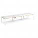 Adapt sliding top triple back to back desks 4200mm x 1200mm - white frame, white top with oak edging STE4212-WH-WO