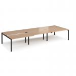 Adapt sliding top triple back to back desks 4200mm x 1600mm - black frame, beech top STE4216-K-B