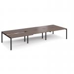 Adapt sliding top triple back to back desks 4200mm x 1600mm - black frame, walnut top STE4216-K-W