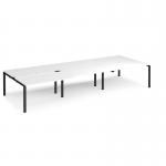 Adapt sliding top triple back to back desks 4200mm x 1600mm - black frame, white top STE4216-K-WH