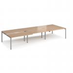 Adapt sliding top triple back to back desks 4200mm x 1600mm - silver frame, beech top STE4216-S-B