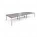 Adapt sliding top triple back to back desks 4200mm x 1600mm - silver frame, grey oak top STE4216-S-GO