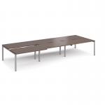 Adapt sliding top triple back to back desks 4200mm x 1600mm - silver frame, walnut top STE4216-S-W