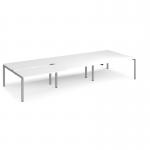 Adapt sliding top triple back to back desks 4200mm x 1600mm - silver frame, white top STE4216-S-WH