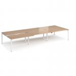 Adapt sliding top triple back to back desks 4200mm x 1600mm - white frame, beech top STE4216-WH-B