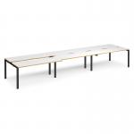 Adapt sliding top triple back to back desks 4800mm x 1200mm - black frame, white top with oak edging STE4812-K-WO