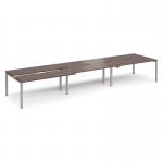 Adapt sliding top triple back to back desks 4800mm x 1200mm - silver frame, walnut top STE4812-S-W