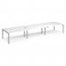 Adapt sliding top triple back to back desks 4800mm x 1200mm - silver frame, white top STE4812-S-WH