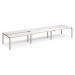 Adapt sliding top triple back to back desks 4800mm x 1200mm - silver frame, white top with oak edging STE4812-S-WO