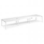 Adapt sliding top triple back to back desks 4800mm x 1200mm - white frame, white top STE4812-WH-WH