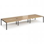 Adapt sliding top triple back to back desks 4800mm x 1600mm - black frame, oak top STE4816-K-O