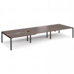 Adapt sliding top triple back to back desks 4800mm x 1600mm - black frame, walnut top STE4816-K-W