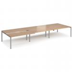 Adapt sliding top triple back to back desks 4800mm x 1600mm - silver frame, beech top STE4816-S-B