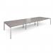 Adapt sliding top triple back to back desks 4800mm x 1600mm - silver frame, grey oak top STE4816-S-GO