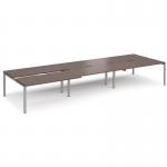 Adapt sliding top triple back to back desks 4800mm x 1600mm - silver frame, walnut top STE4816-S-W